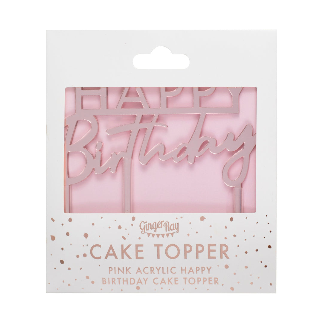 Kuchentopper Happy Birthday, Rose Gold, Kuchen Deko kinderparties-shop