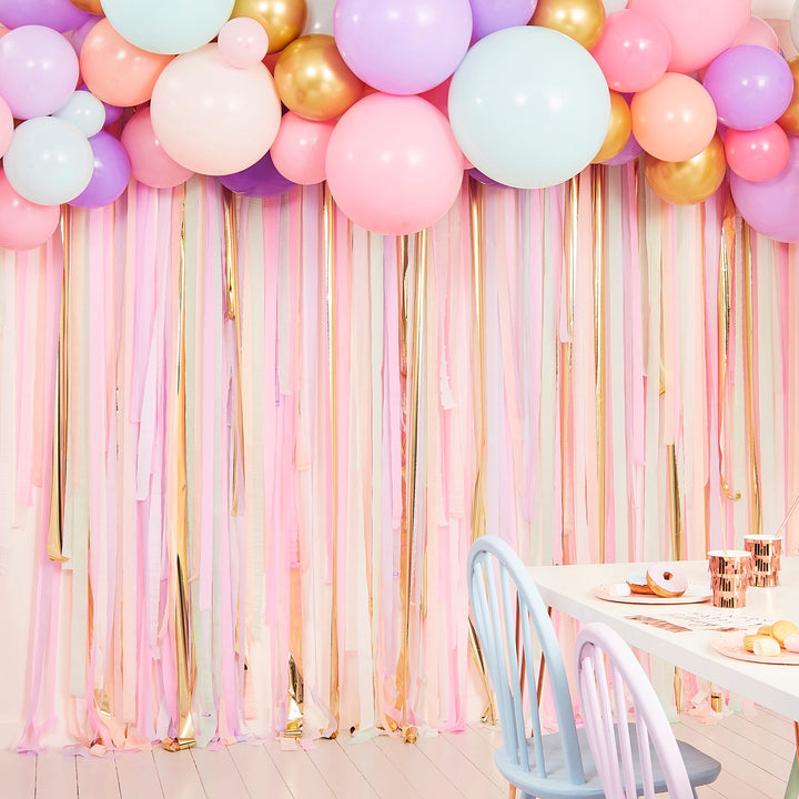 Ballongirlande pastell-gold, DIY, 75 Ballons inkl. Kreppgirlanden