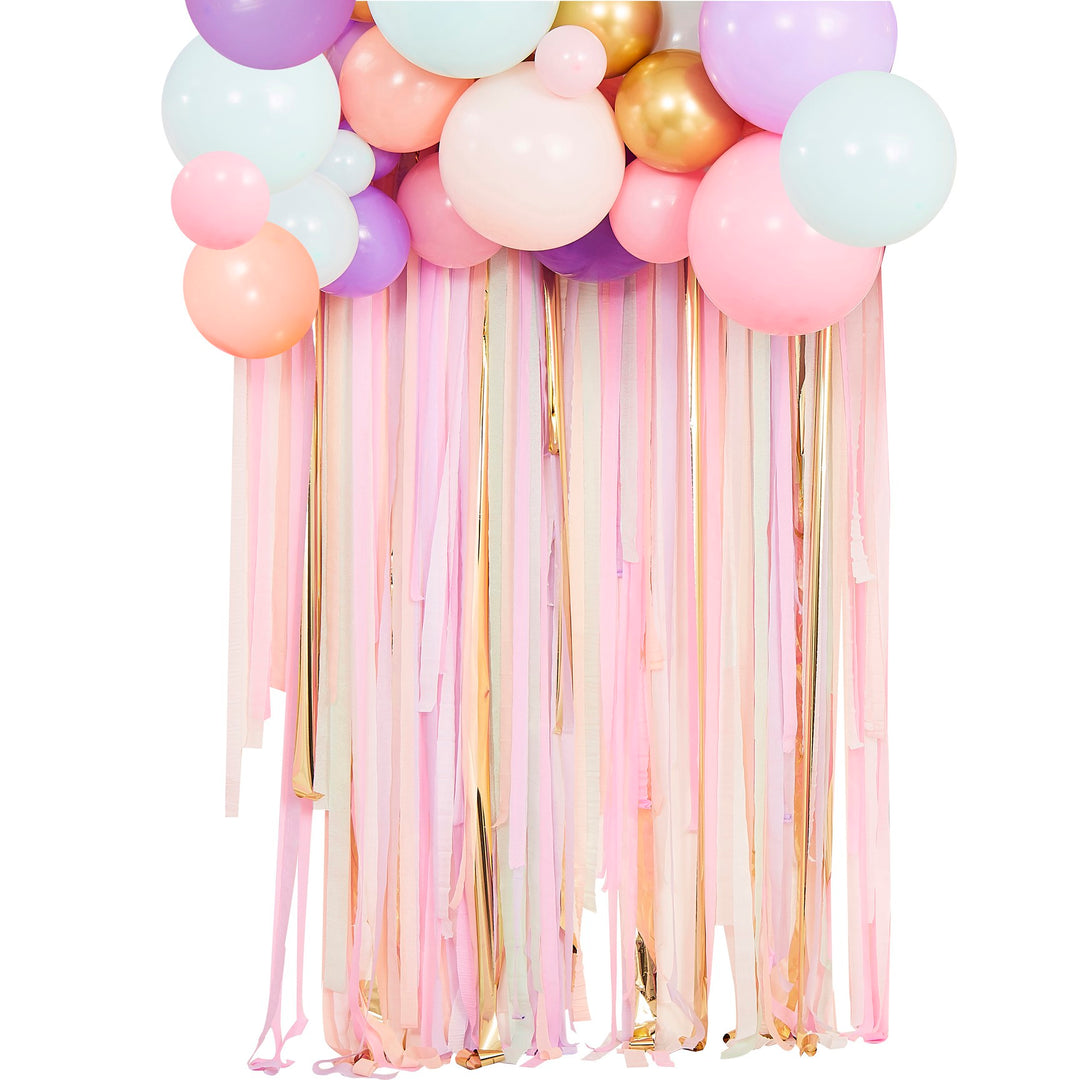 Ballongirlande pastell-gold, DIY, 75 Ballons inkl. Kreppgirlanden kinderparties-shop