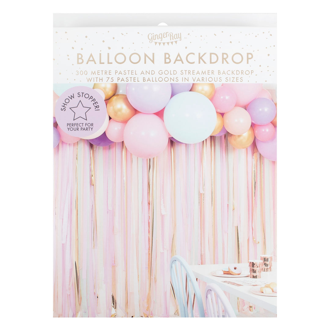 Ballongirlande pastell-gold, DIY, 75 Ballons inkl. Kreppgirlanden kinderparties-shop
