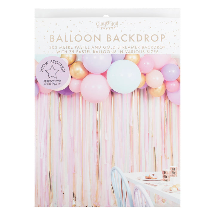Ballongirlande pastell-gold, DIY, 75 Ballons inkl. Kreppgirlanden kinderparties-shop