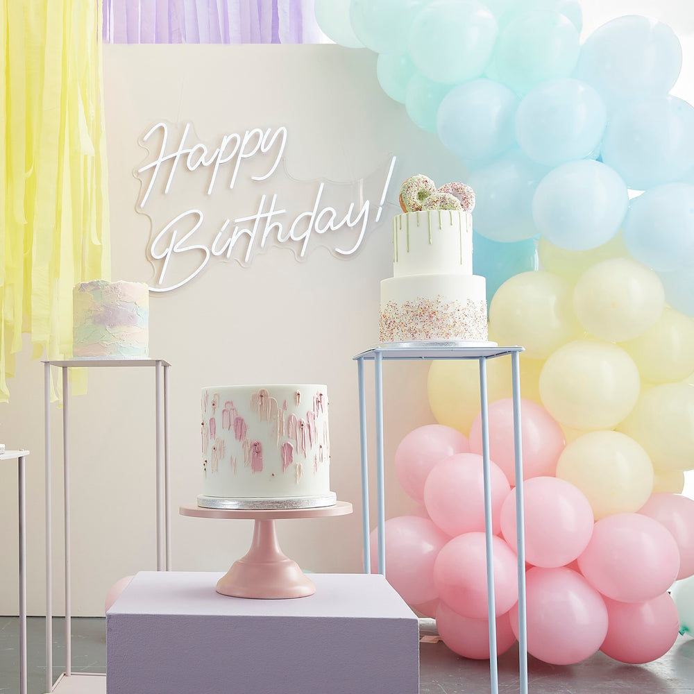 Ballongirlande Regenbogen Pastell, DIY, 75 Ballons inkl. Ballonband kinderparties-shop