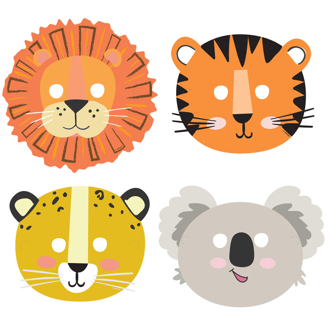 Masken Tiere Get Wild, 8er Pack Mitgesbsel Dschungel Safari Afrika Party