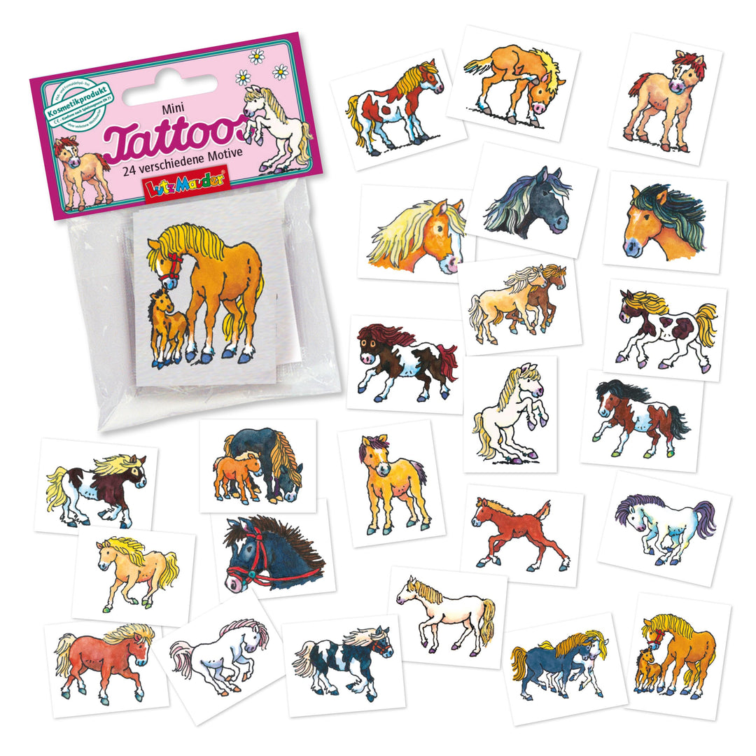 Tattoos Mini Pferde und Ponys, 24er Pack, give-away