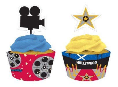 Hollywood Muffin Set, Banderole & Picker, 24-tlg