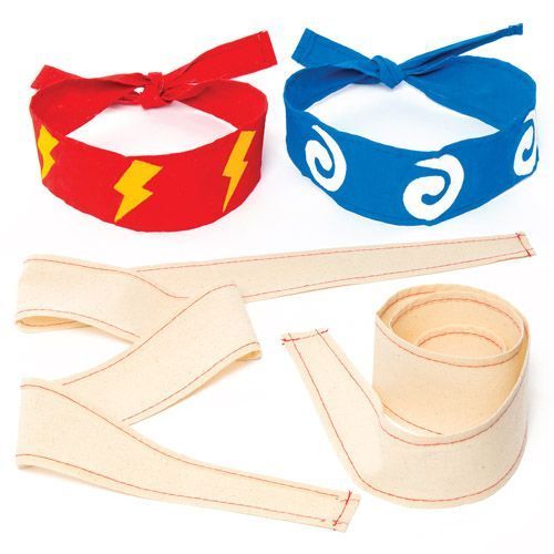 Blanko Stoff Stirnbänder, Ninja, 5er Pack