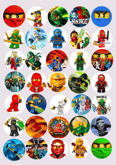 Muffin Deko, Lego Ninjago, 30 Stk, Esspapier, Geburtstagskuchen, Muffins, Kindergeburtstag, Motto-Party