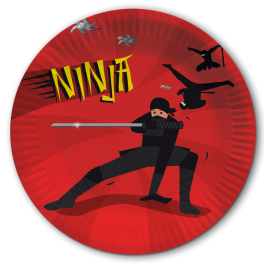Partyteller Ninja, 8er Pack, 23cm, Party Deko Motto-Party am Kindergeburtstag, Geburtstag