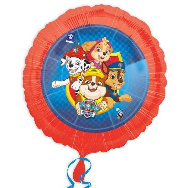 Folienballon rund Paw Patrol, 34cm, Party Deko Motto-Party am Kindergeburtstag, Geburtstag