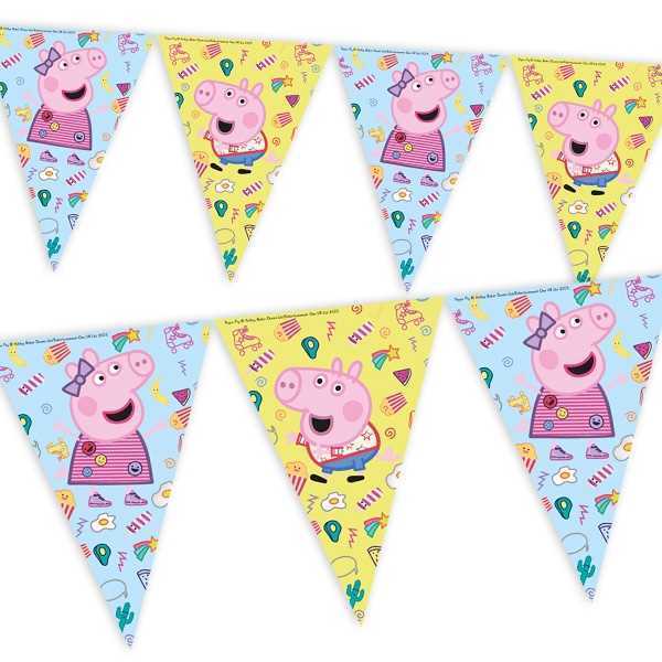 Wimpelkette, Peppa Pig, 2,3m, Party Deko Motto-Party am Kindergeburtstag, Geburtstag
