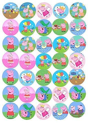 Muffin Deko, Peppa Pig, 30 Stk, Esspapier, Geburtstagskuchen, Muffins, Kindergeburtstag, Motto-Party