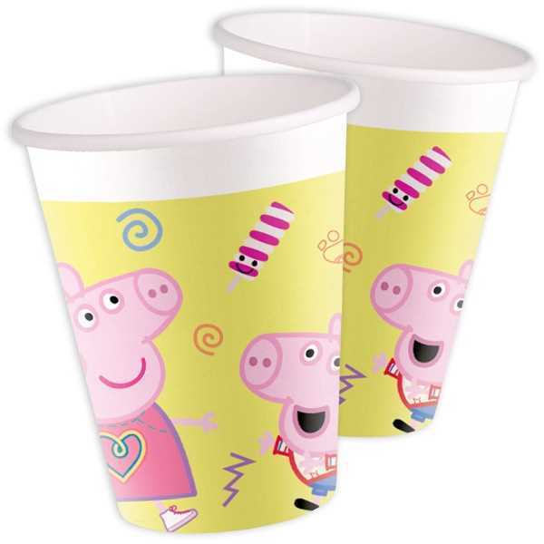 Party Becher, Peppa Pig, 8er, Pappe, Party Deko Motto-Party am Kindergeburtstag, Geburtstag