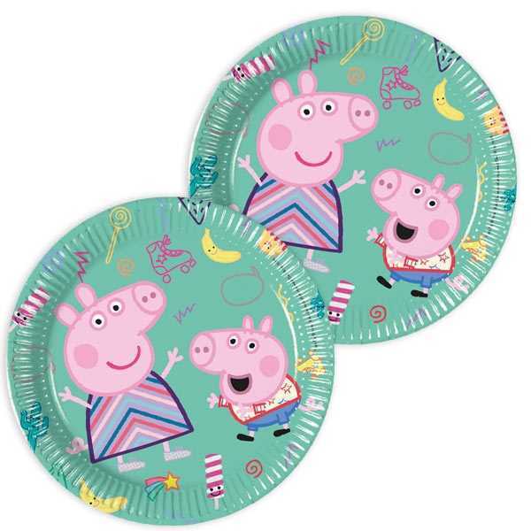 Kuchen Teller, Peppa Pig, 8er, 20cm, Party Deko Motto-Party am Kindergeburtstag, Geburtstag