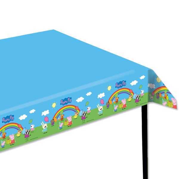 Tischdecke, Peppa Pig, Regenbogen, 120 x 180cm, Party Deko Motto-Party am Kindergeburtstag, Geburtstag