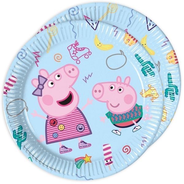 Party Teller, Peppa Pig, 23 cm, 8er Set, Party Deko Motto-Party am Kindergeburtstag, Geburtstag