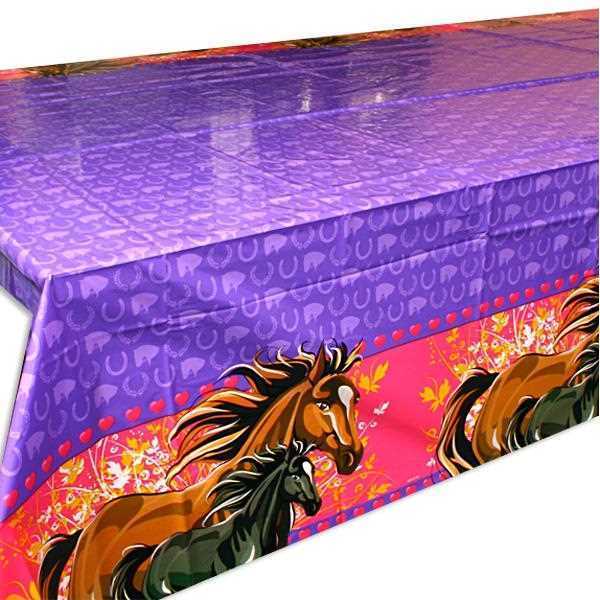Tischdecke, Pferde, 130cm×180cm, abwaschbar, Party Deko Motto-Party am Kindergeburtstag, Geburtstag