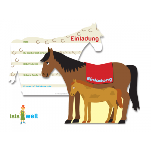 Einladung Pferd, Bauernhof, 6er Pack