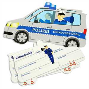 Einladung Polizei Auto, 6er Pack