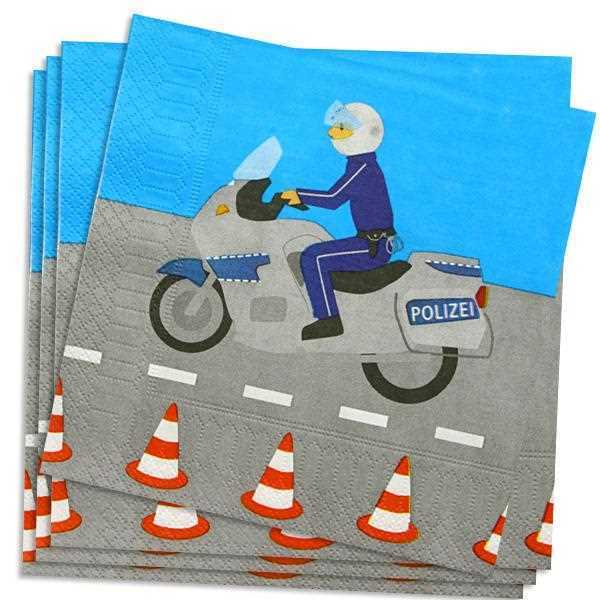 Servietten Polizei, 20 Stk., 33cm x 33cm, Party Deko Motto-Party am Kindergeburtstag, Geburtstag