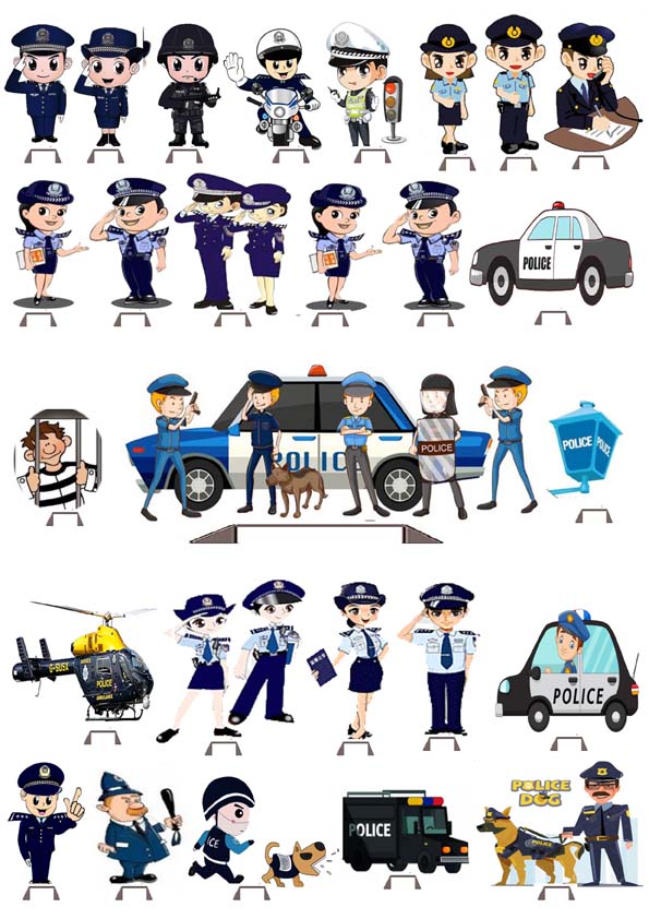 Muffin Deko, Polizei, 27 Motive, Reispapier, stehend, Geburtstagskuchen, Muffins, Kindergeburtstag, Motto-Party