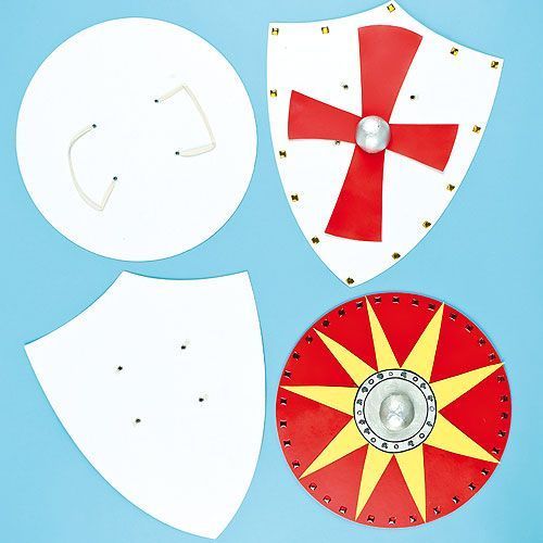 Blanko Pappform Ritterschilde, weiss, 4er Pack