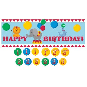 Zirkus Riesenbanner Happy Birthday, Kunststoff