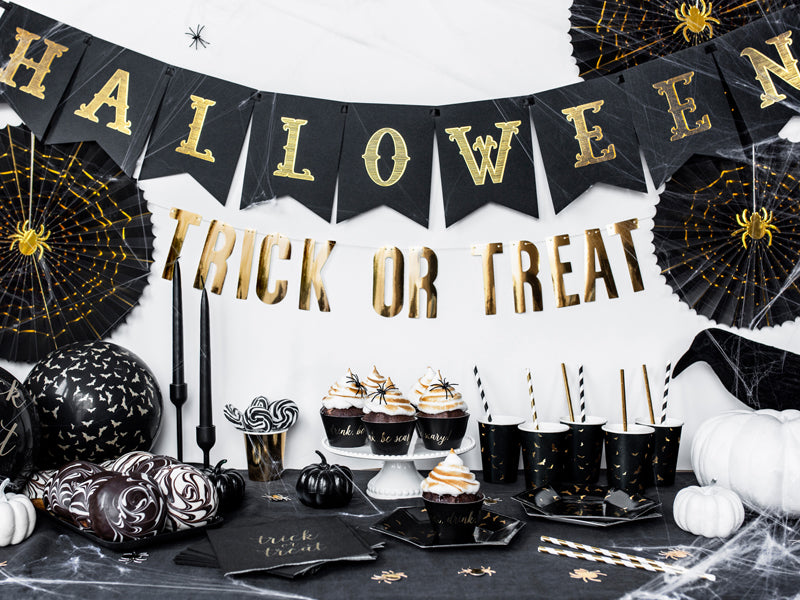 Trick or Treat Luftballons Fledermäuse, Halloween, gold-schwarz, 6er Pack kinderparties-shop