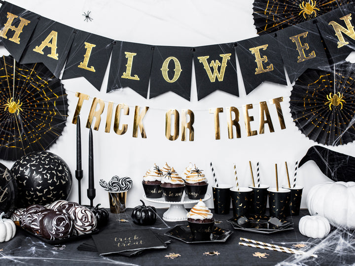 Trick or Treat Luftballons Fledermäuse, Halloween, gold-schwarz, 6er Pack kinderparties-shop