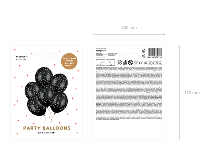 Trick or Treat Luftballons Fledermäuse, Halloween, gold-schwarz, 6er Pack kinderparties-shop