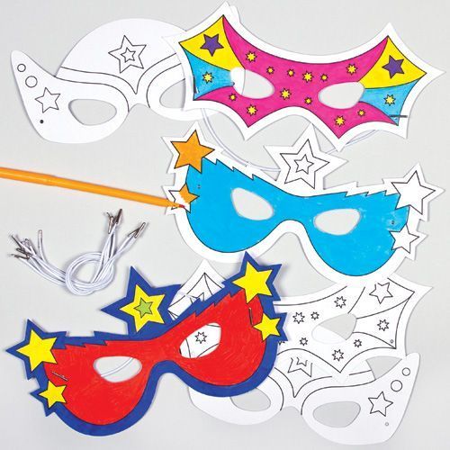 Blanko Pappform Superhelden Masken, 6er Pack
