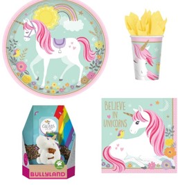 Party Deko Set Magical Einhorn "Unicorn", 36-tlg, inkl. Torten Pummeleinhorn Figur