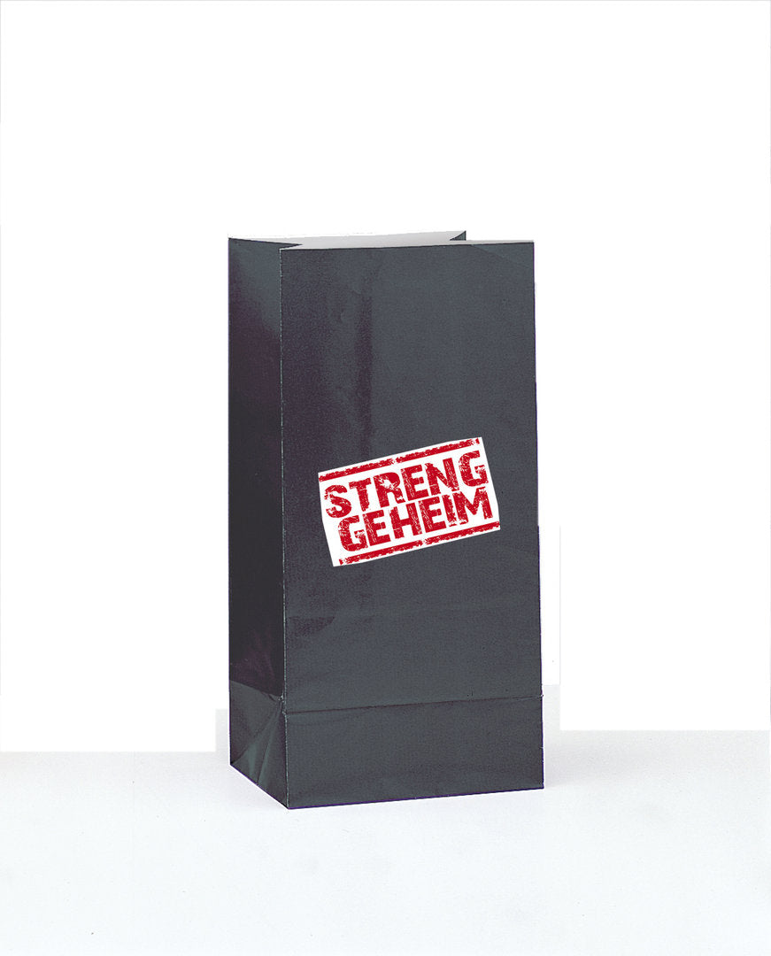Mitgebsel Tüte, 12er Pack, inkl. 12 Streng Geheim Sticker