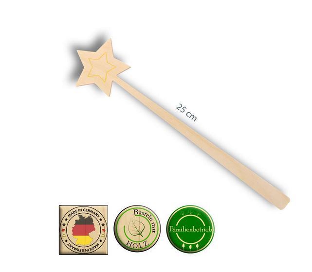 Zauberstab aus Holz, blanko, zum Selber Basteln, 25 cm