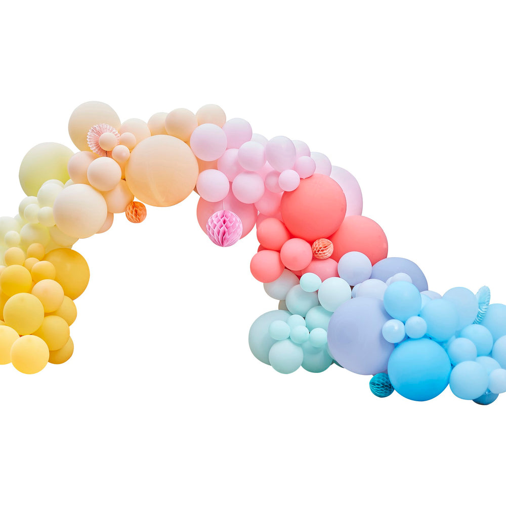 Ballongirlande Regenbogenfarben Pastell, DIY, 200 Ballons inkl. Ballonband kinderparties-shop