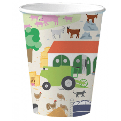 Partybecher Bauernhof, 8 Stk., 200ml, Pappe