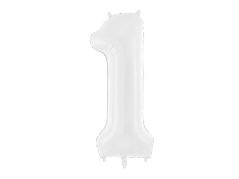 Weisse Zahlen Folienballon, Nummer 1-9 und 0, 86cm