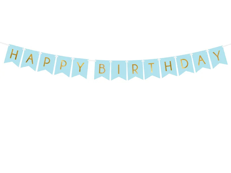 Happy Birthday Buchstabenkette, hellblau, 1.75m kinderparties-shop