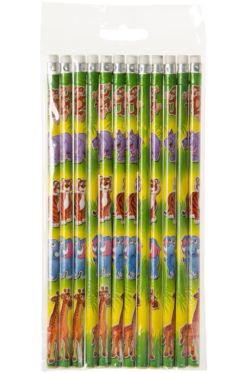 Wilde Tiere Bleistift, Mitgebsel, 12er Pack kinderparties-shop