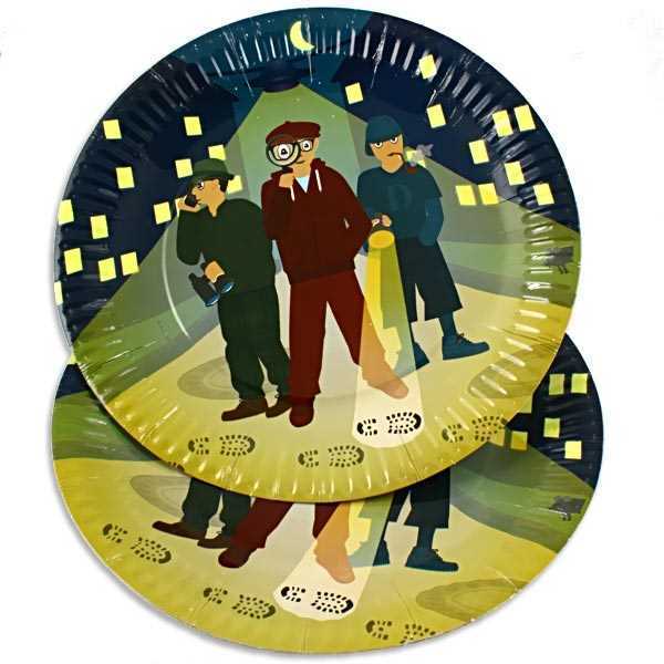 Party Teller Detektiv, 8er Pack, 23cm