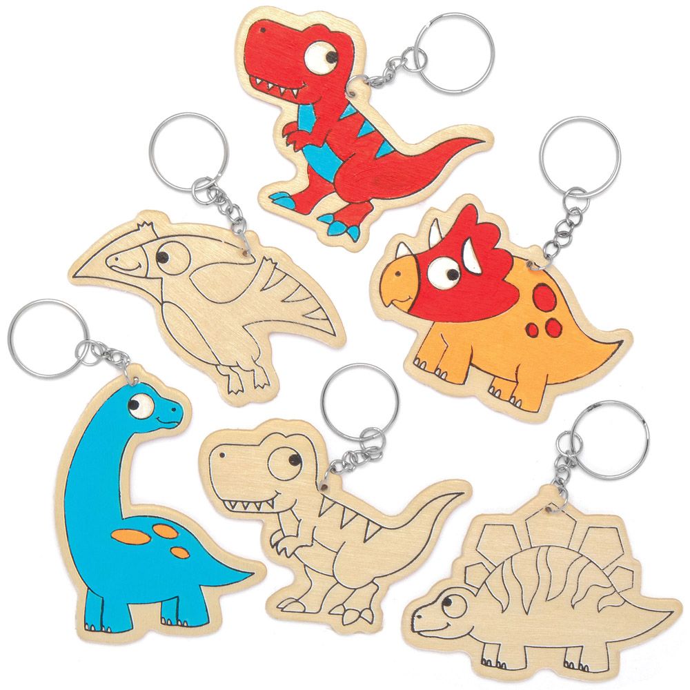 Schlüsselanhänger aus Holz Dinosaurier, 10er Pack, Mitgebsel, Gastgeschenk, Giva-away, Spielzeug, Kindergeburtstag, Motto-Party