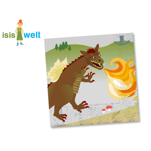 Ritter und Drachen Servietten, 20er Pack, 33x33cm