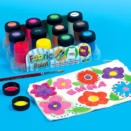 Stoffmalfarbe zum Malen mit dem Pinsel, 12 Farben (je 18ml)