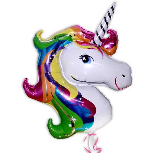 XXL Folienballon, Riesiges Einhorn, 90cm x 80cm, Party Deko Motto-Party am Kindergeburtstag, Geburtstag