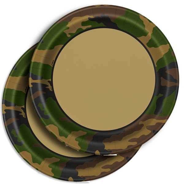 Party Teller Tarnfarben, 8er Pack, 23 cm