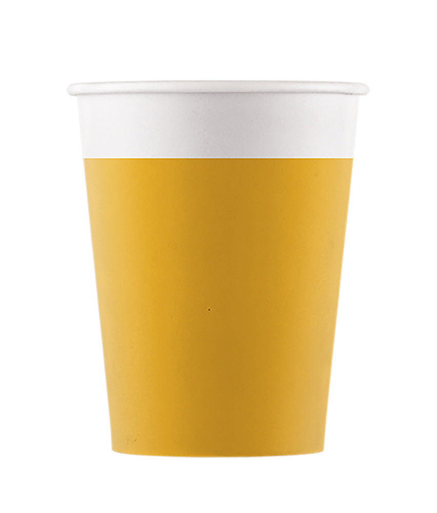 Partybecher, gelb, 8er Pack, Pappe, kompostierbar