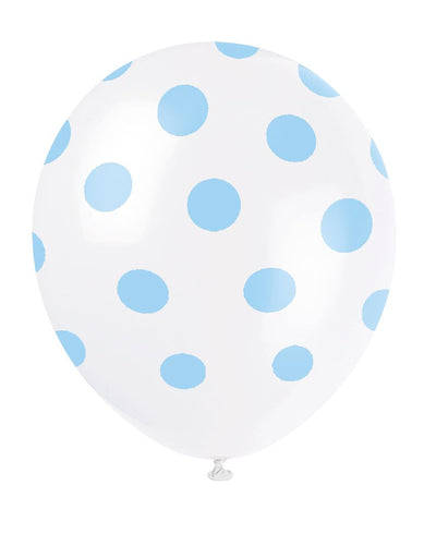 Luftballons, versch. Farben mit Punkten, 6er Pack