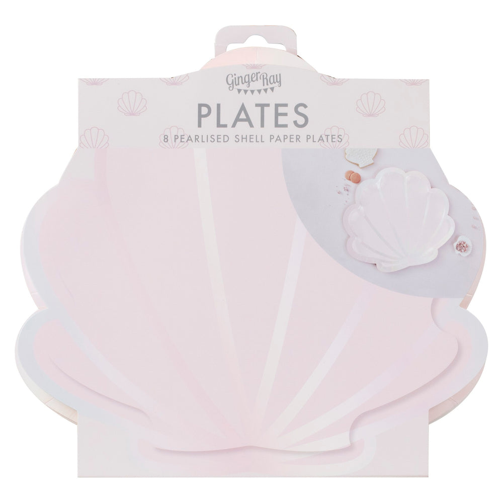 Muschel Party Teller, Meerjungfrauen Party, 8 Stück kinderparties-shop