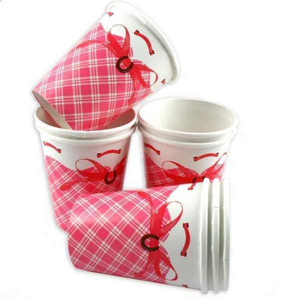 Party Becher Weisses Pferd, 8 Stk., 266ml, Party Deko Motto-Party am Kindergeburtstag, Geburtstag
