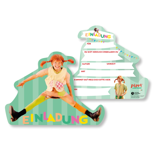 Einladung Pippi Langstrumpf, 8er Pack