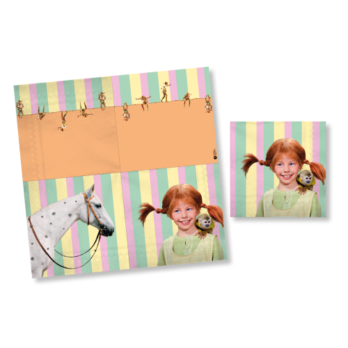 Servietten Pippi Langstrumpf, 20 Stück, 33x33 cm